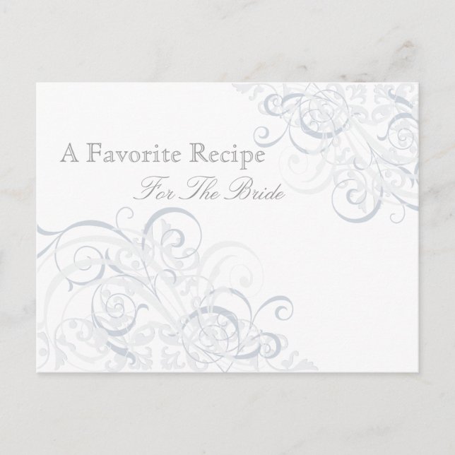 Exquisite Barock Silver Brautparty Rezept Karte (Vorderseite)