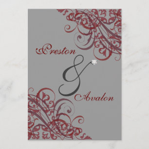 Exquisite Barocke rote Schriftrolle 5x7 Einladung