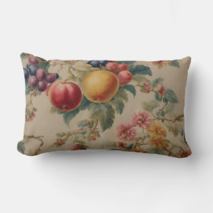 Exquisite Blume und Obst. Vintager französischer S Lendenkissen