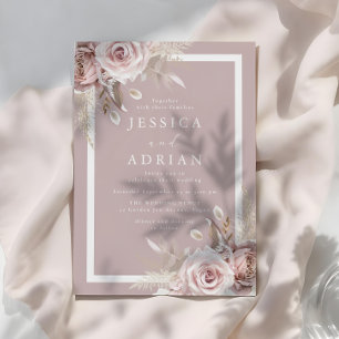 Exquisite Blush Pink Roses Hochzeit Einladung