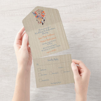 Exquisite Boho Dream Catcher Hochzeit in einem All In One Einladung