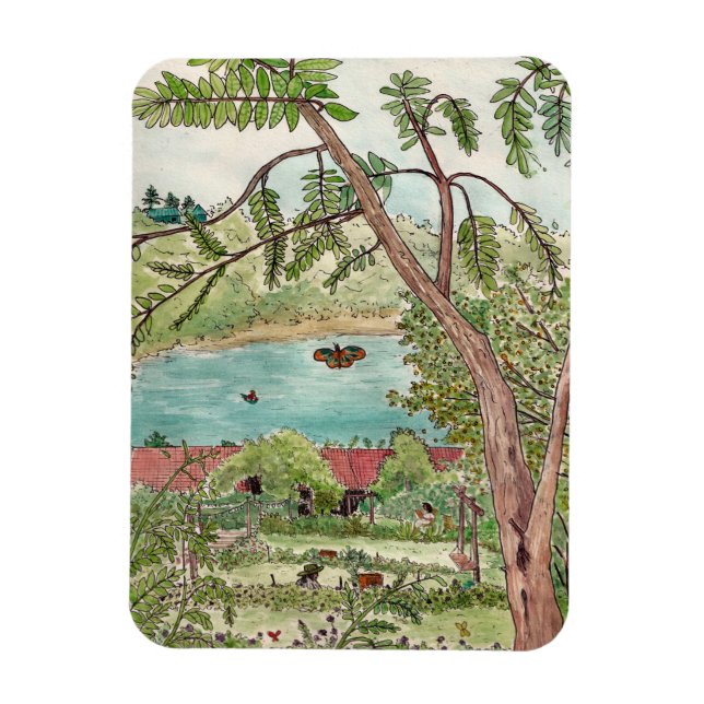 Exquisite Botanischer Garten Oase Watercolor Magnet (Vertikal)