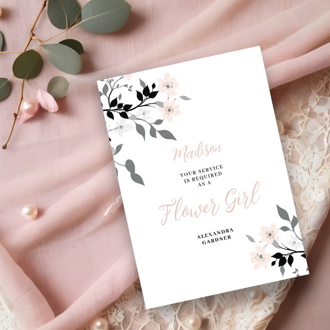Exquisite Chic Floral Bunch Wedding Flower Girl Einladung ( Exquisite Sophisticated Floral Bunch Wedding Flower Girl Proposal Card.)