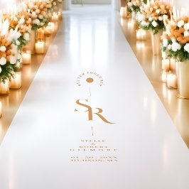 Exquisite Chic Minimalist Golden Wedding Initials Bodenaufkleber