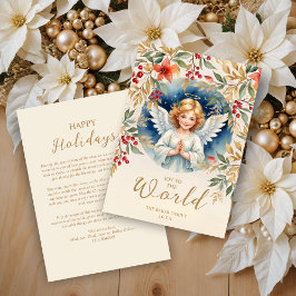 Exquisite Christmas Angel Flowers Victorian Feiertagskarte