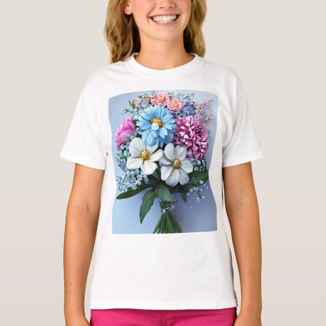 Exquisite Diamond Bouquet: Ein Atemberaubendes Blu T-Shirt (Vorderseite)
