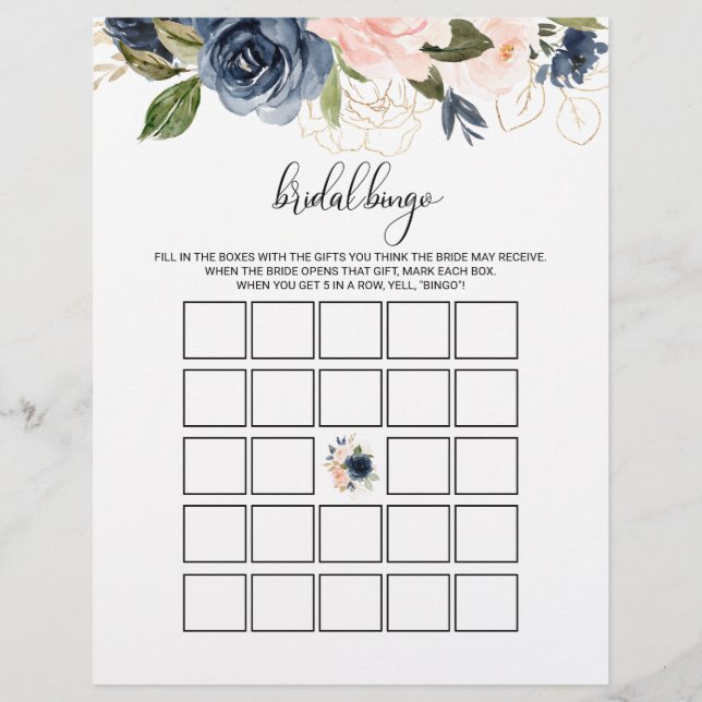 Exquisite Fall Bridal Bingo, Brautparty Game (Vorderseite)