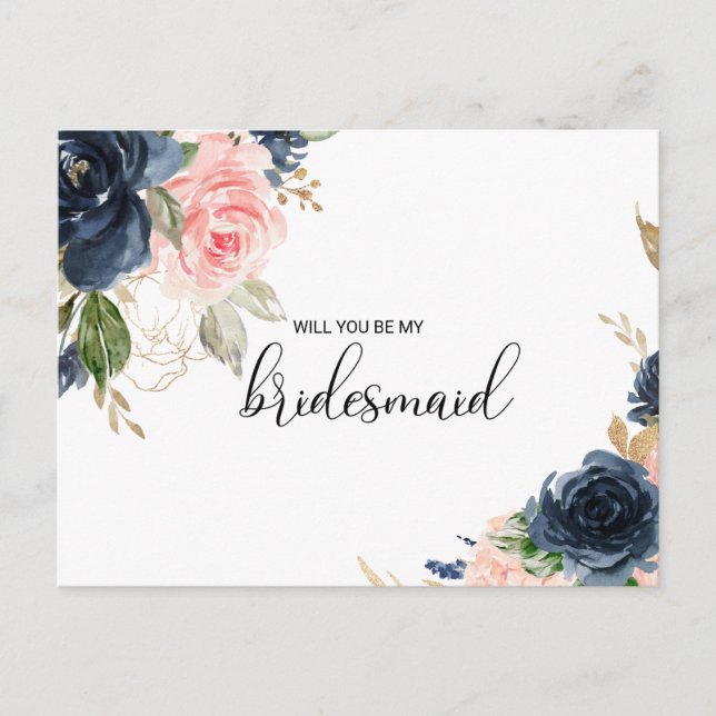 Exquisite Fall Floral Bridesmaid Einladungspostkarte (Vorderseite)