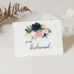 Exquisite Fall Floral Bridesmaid Vielen Dank Dankeskarte<br><div class="desc">Diese exquisite Herbst florale Brautjungfrau danke Ihnen Karte ist perfekt für eine tropische Hochzeit. Das Design zeigt handgezeichnet rosa,  dunkelblau und marineblau-weiße Blume,  inspirierend Eleganz,  Klasse und natürliche Schönheit.</div>