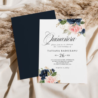 Exquisite Fall Floral Quinceñera Geburtstagsparty Einladung