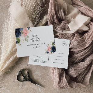 Exquisite Fall Floral Save the Date Postkarte