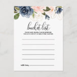 Exquisite Fallen Floral Bucket List Cards Postkarte<br><div class="desc">Diese exquisiten Herbst-Eimerkarten sind die perfekte Wahl für einen tropischen Hochzeitsempfang oder ein Brautparty. Das Design zeigt handgezeichnet rosa,  dunkelblau und marineblau-weiße Blume,  inspirierend Eleganz,  Klasse und natürliche Schönheit. Das Schild der Schaufelliste wird separat verkauft.</div>