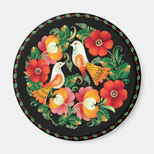 Exquisite Folk Art Birds Blume Schöne Dekoration Magnet