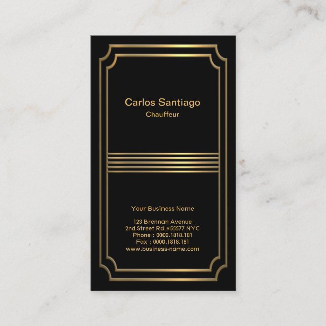 Exquisite Gold Picture Frame Modern Chauffeur Visitenkarte (Vorderseite)