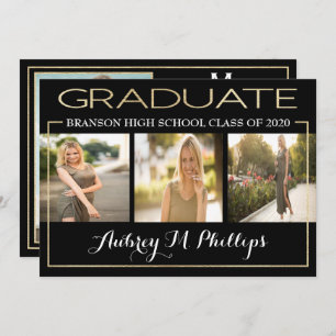 Exquisite Goldene Foil Abschluss Einladung