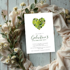 Exquisite Green Floral Heart Galentine's Day Einladung