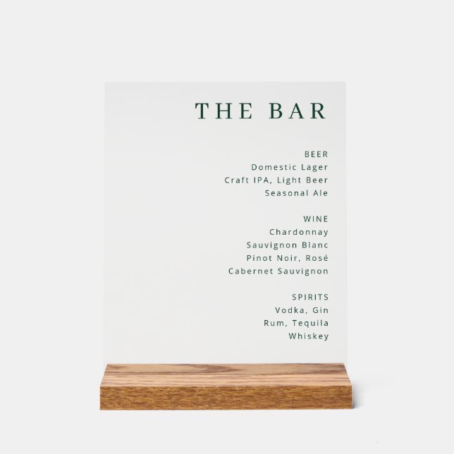 Exquisite Green Text Bar Menu Acrylschild (Vorderseite)