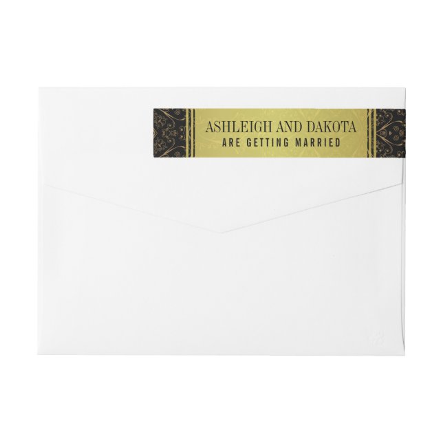 Exquisite Hochzeit | Golden Overlay auf Damask (Rückseite)