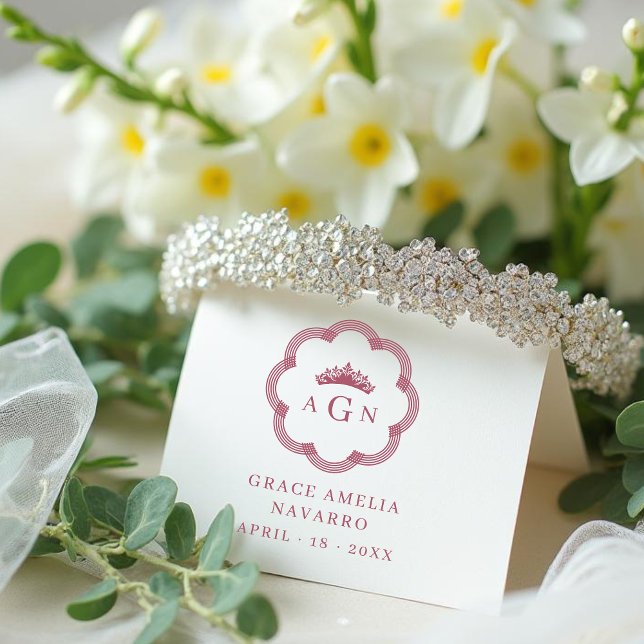 Exquisite Intricate Ornate Floral Princess Tiara Gummistempel (Exquisite Intricate Ornate Floral Princess Tiara Rubber Stamps for Quinceañera.)