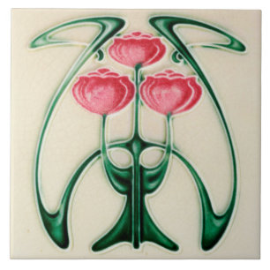 Exquisite Jugendstil floral Design Keramik Tile. Fliese