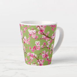 Exquisite Kirschblüten Florals auf Chartreuse Milchtasse