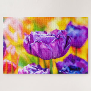 Exquisite Lila Tulip-Blume Puzzle