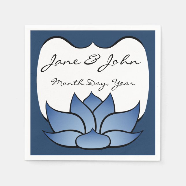 Exquisite Lotus in Blue Napkins Serviette (Vorderseite)