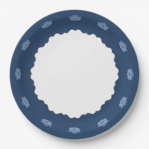 Exquisite Lotus in Blue Paper Plate Pappteller