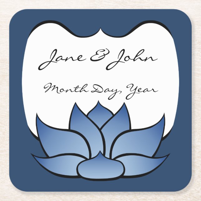 Exquisite Lotus in Blue Paper Untersetzer (Vorderseite)