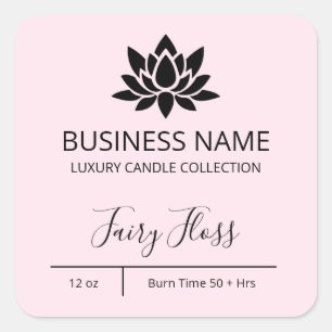 Exquisite Lotus Pastel Pink Candle Labels Quadratischer Aufkleber