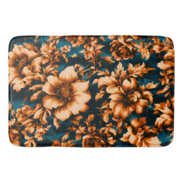 Exquisite luxuriöse Golden Blume, Blätter auf Blue Badematte