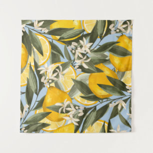 Exquisite Muster mit gelben Bergamottenfrüchten, r Wandteppich