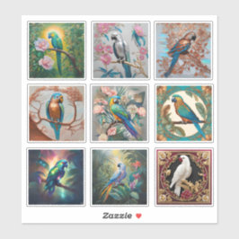 Exquisite Parrot Sticker Set - 9 einzigartige Desi