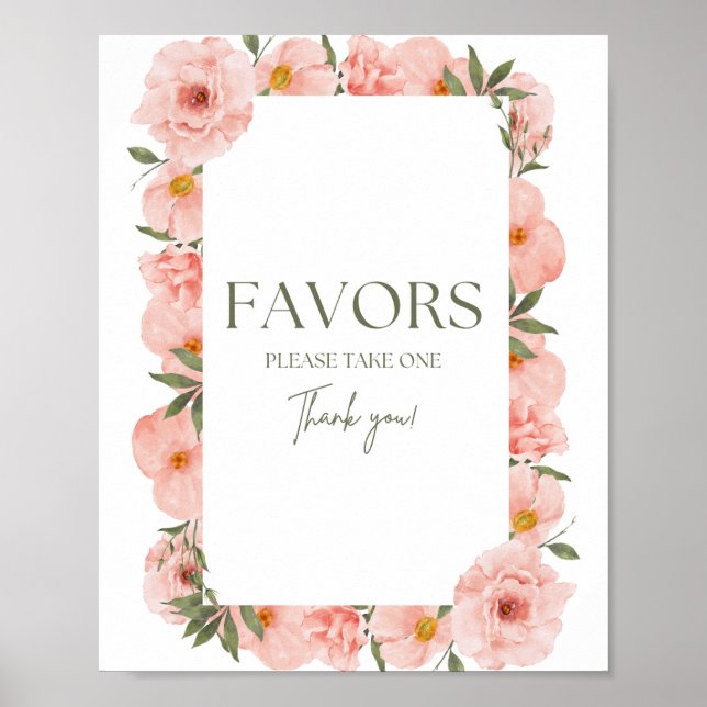 Exquisite Peach Floral Favoriten Poster (Vorne)