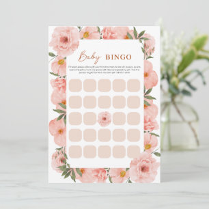 Exquisite Pfirsich-Blüten-Baby-Shower-BINGO-Karte Einladung