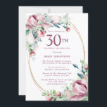 Exquisite Pink Mauve Floral 30. Geburtstag Einladung<br><div class="desc">Die elegante 30. Geburtstagsschablone bietet einen goldenen Rahmen und zwei Arrangements rosa Rosen in Rosatönen. Der gesamte Text ist bearbeitbar. Dieser Artikel ist Teil der exquisiten Pink Mauve Floral Collection. Es enthält Vorlagen,  mit denen Sie eine einzigartige Einladungssuite und Party-Zubehör erstellen können.</div>