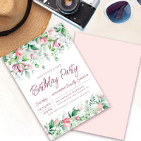 Exquisite Pink Mauve Floral 40. Geburtstag