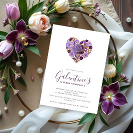 Exquisite Purple Floral Heart Galentine's Day Einladung