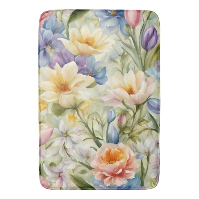 Exquisite, raffinierte Frühlingsblumen. Malerei Badematte (Vorderseite Vertikal)