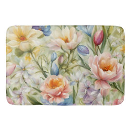 Exquisite, raffinierte Frühlingsblumen. Malerei Badematte