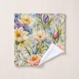 Exquisite, raffinierte Frühlingsblumen. Malerei Badhandtuch Set