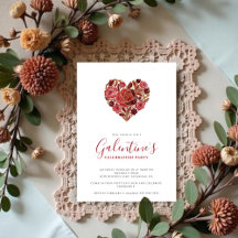 Exquisite Red Floral Heart Galentine's Day Party