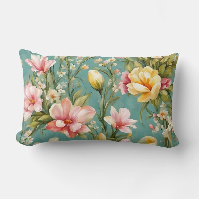 Exquisite Rosa, Gelbe Magnolien mit weißen Blume Lendenkissen (Vorderseite)