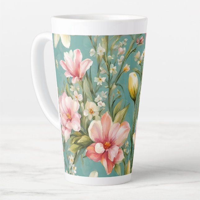 Exquisite Rosa, Gelbe Magnolien mit weißen Blume Milchtasse (Linke Ecke)