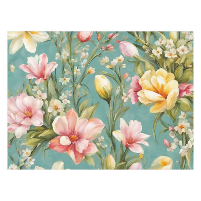 Exquisite Rosa, Gelbe Magnolien mit weißen Blume Tischdecke (Vorderseite (Horizontal))