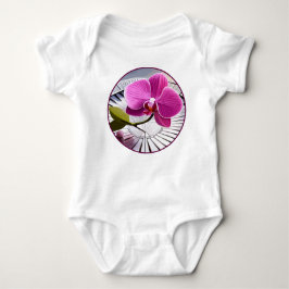 Exquisite rosa Orchideen-Erholungen auf Silberplat Baby Strampler