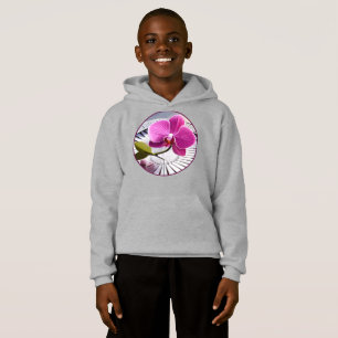Exquisite rosa Orchideen-Erholungen auf Silberplat Hoodie