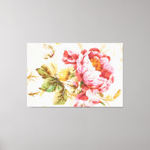 Exquisite Rosa und Gelbe Blumen. Shabby Chic Leinwanddruck