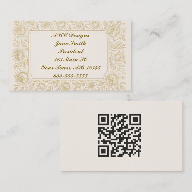 Exquisite Rose QR Code Business Card Visitenkarte (Vorne/Hinten)
