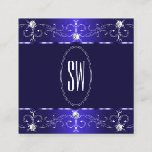 Exquisite Royal Blue Verziert Ornaments Monogram
